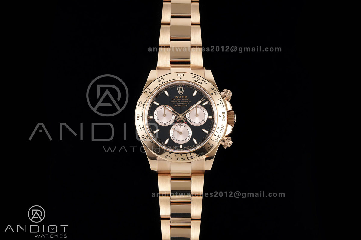 Daytona 126505 RG UFO 1:1 Best Edition Black/RG Dial on RG Bracelet UF4131 (Free Sprung)